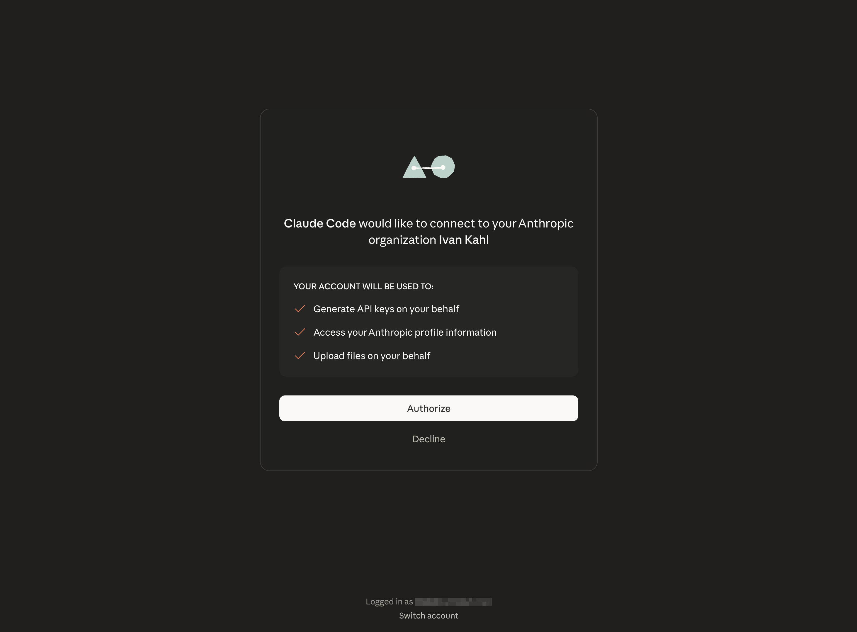 Screenshot showing the Authorization screen for Anthropic API.