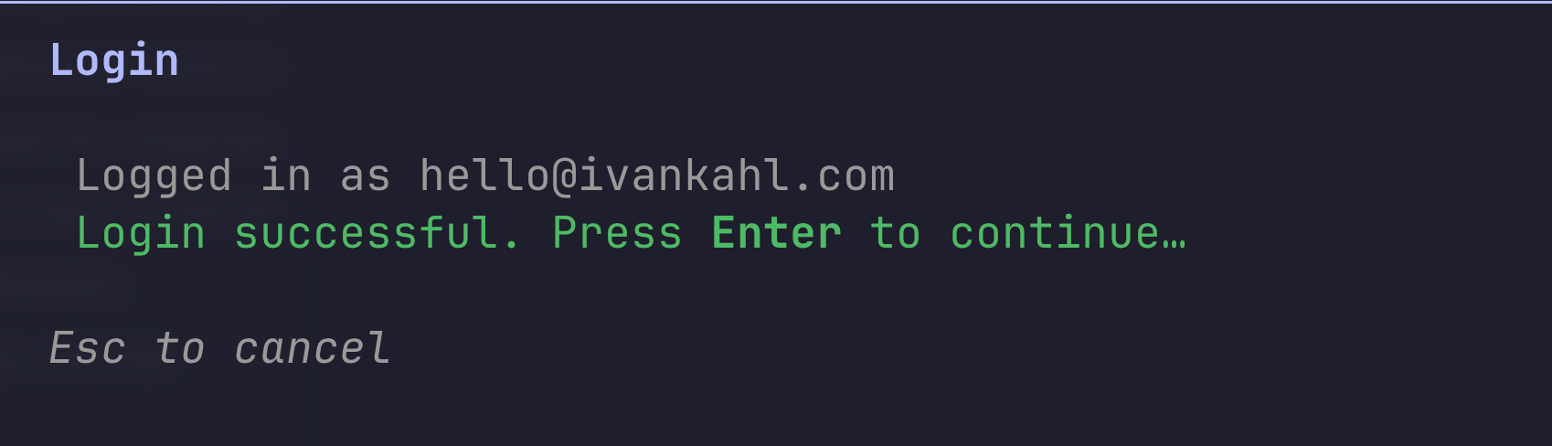 Screenshot showing you've authenticated successfully.