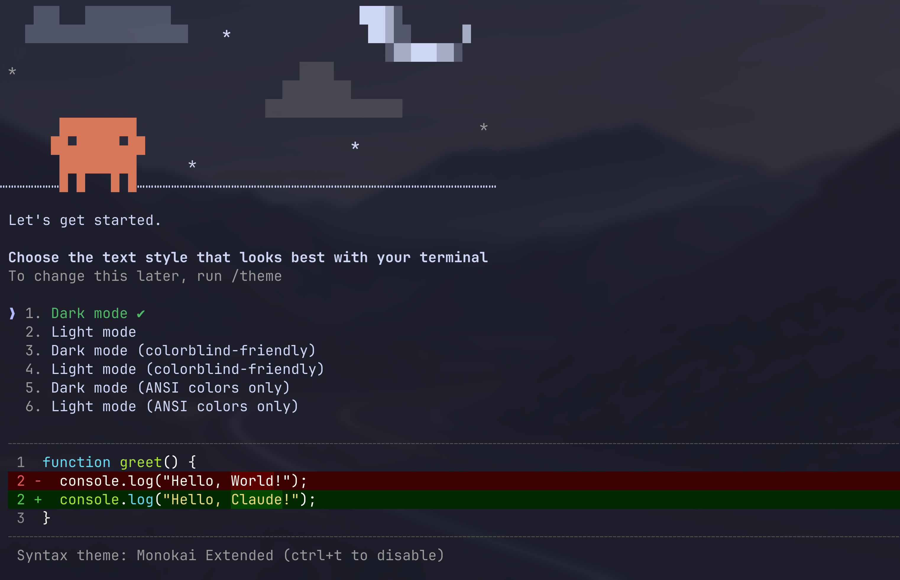 Screenshot showing Claude Code prompting you to select your preferred text style.