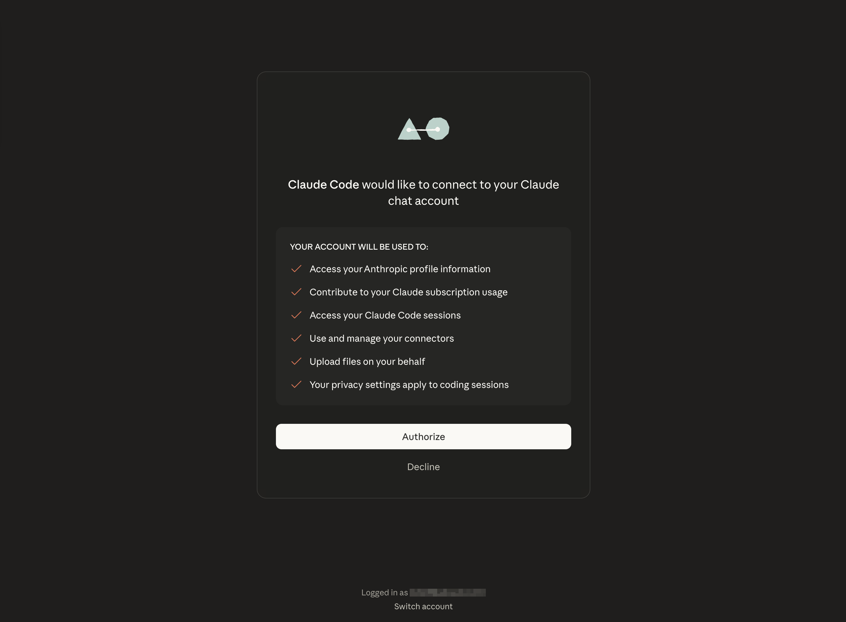 Screenshot showing the Claude authorization screen asking you to confirm connecting Claude Code to your Claude subscription.